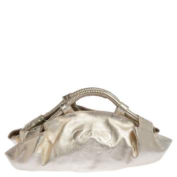Pre Owned Loewe Metallic Gold Leather Aire Tote