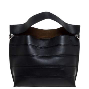 Pre Owned Loewe Black Leather Front Slit Hobo