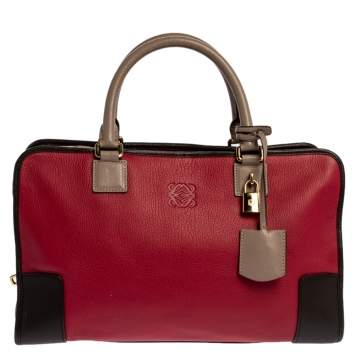 Pre Owned Loewe Tri Color Leather Amazona Satchel