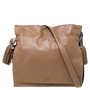 Pre Owned Loewe Brown Leather Flamenco Shoulder Bag