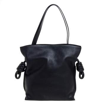 Pre Owned Loewe Black Leather Flamenco Knot Hobo