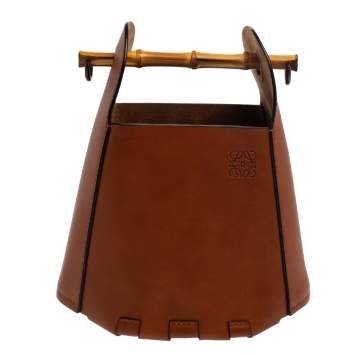 Pre Owned Loewe Brown Leather Bamboo Bucket Bag