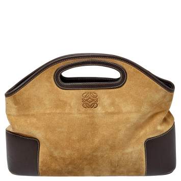 Pre Owned Loewe Tan/Brown Suede and Leather Cut Out Tote