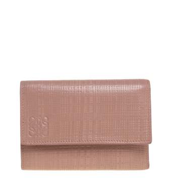 Pre Owned Loewe Old Rose Leather Trifold Wallet
