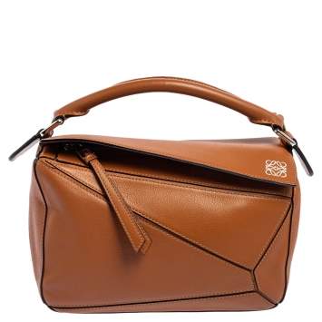 Pre Owned Loewe Brown Leather Small Puzzle Shoulder Bag