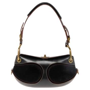 Pre Owned Loewe Black Leather and Suede Shoulder Bag