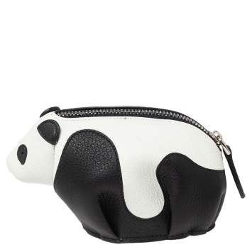 Pre Owned Loewe Black/White Leather Panda Coin Purse