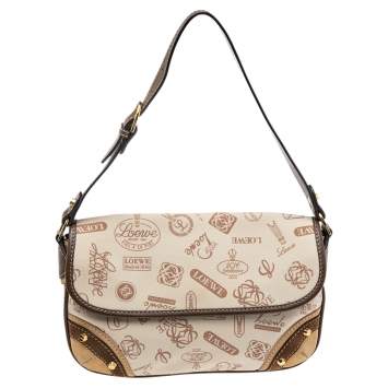 Pre Owned Loewe Multicolor Signature Printed Canvas, Suede and Leather Shoulder Bag