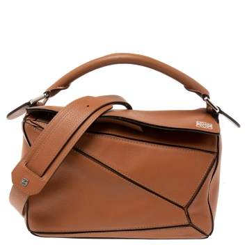 Pre Owned Loewe Brown Leather Small Puzzle Shoulder Bag