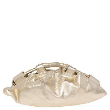 Pre Owned Loewe Pale Gold Leather Aire Crossbody Bag