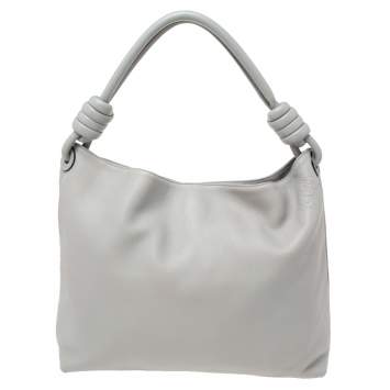 Pre Owned Loewe Grey Leather Flamenco Knot Hobo