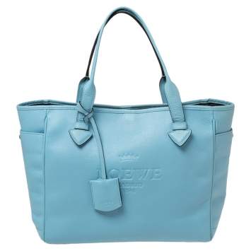 Pre Owned Loewe Blue Leather Heritage Tote