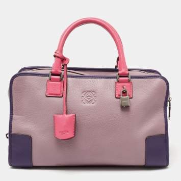 Pre Owned Loewe Tri Color Leather Amazona Satchel