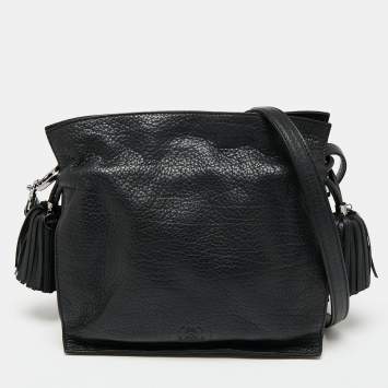 Pre Owned Loewe Black Leather Flamenco Crossbody Bag