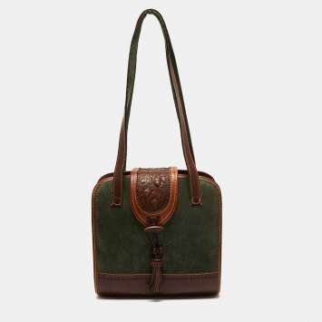Pre Owned Loewe Multicolor Suede And Leather Vintage Shoulder Bag