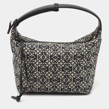 Pre Owned Loewe Dark Blue Canvas Small Cubi Shoulder Bag