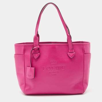 Pre Owned Loewe Pink Leather Heritage Tote