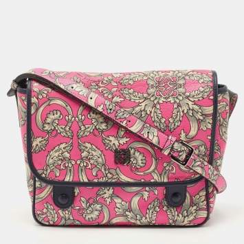 Pre Owned Loewe Pink/Grey Printed Leather Limited Edition Messenger Bag