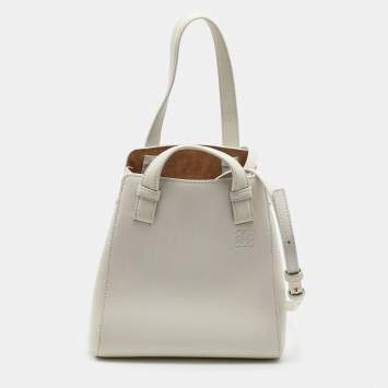 Pre Owned Loewe White Leather Hammock Nugget Tote