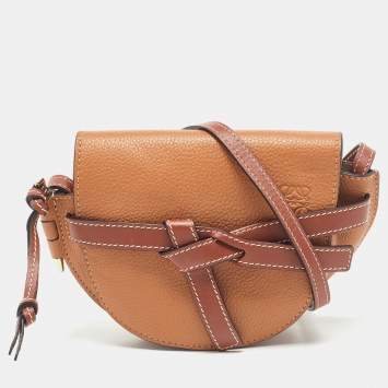 Pre Owned Loewe Tan Leather Mini Gate Crossbody Bag