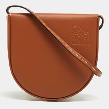 Pre Owned Loewe Brown Leather Mini Heel Duo Pouch Bag