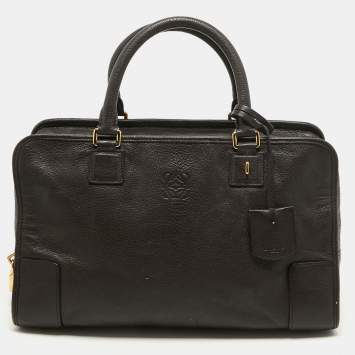 Pre Owned Loewe Brown Leather Wood Handle Amazona 36 Bag