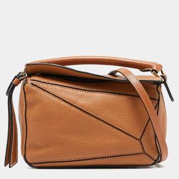Pre Owned Loewe Brown Leather Mini Puzzle Shoulder Bag