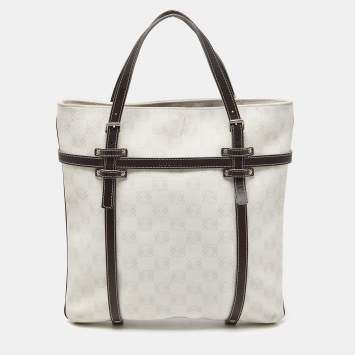 Pre Owned Loewe Cream/Brown Signature Anagram Coated Canvas and Leather Tote