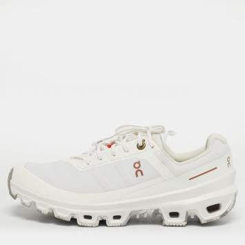 Pre Owned Loewe X ON Cloudventure Size 37.5 White Canvas Lace Up Sneakers