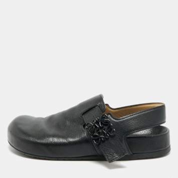 Pre Owned Loewe Ease Size 40 Black Leather Slingback Sandals