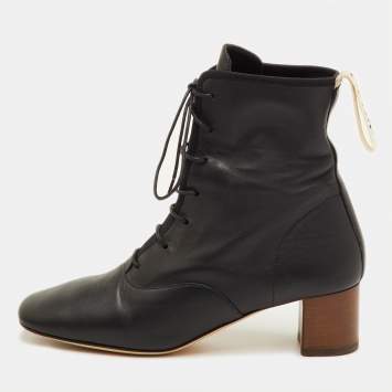 مملوكة مسبقًا Loewe Size 36 Black Leather Lace Up Ankle Length Boots