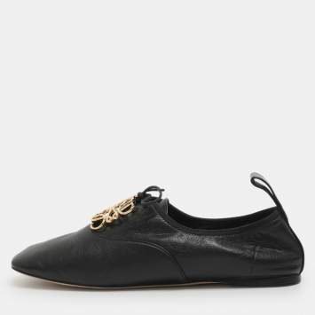 مملوكة مسبقًا Loewe Anagram Size 39 Black Leather Oxfords