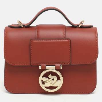 Pre Owned حقيبة كتف لونج شامب جلد بنية بوكس ترود