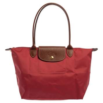 Pre Owned Longchamp Pink Nylon and Leather Small Le Pliage Tote