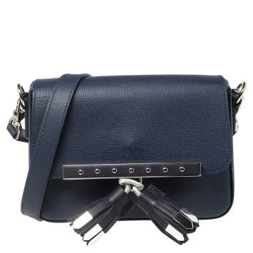 Pre Owned Longchamp Blue Leather Game On Flap Crossbody Bag
