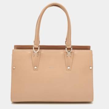 Pre Owned Longchamp Beige Leather Small Paris Premier Tote