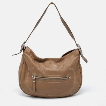 Pre Owned Longchamp Beige Leather Hobo