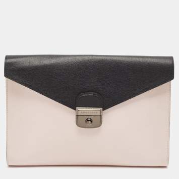 Pre Owned Longchamp Tricolor Leather Heritage Le Pliage Clutch