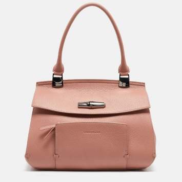 Pre Owned Longchamp Pink Leather Madeleine Top Handle Bag
