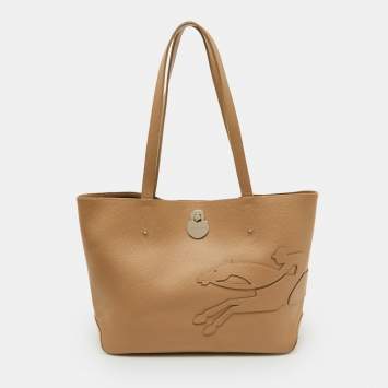 Pre Owned Longchamp Beige Leather Shop It Tote