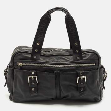 Longchamp Black Leather Multiple Pocket Satchel