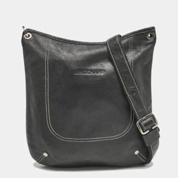 Longchamp Black Leather Crossbody Bag