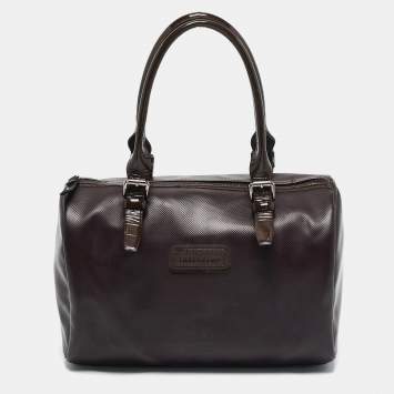 Pre Owned Longchamp Purple Coated Canvas and Patent Leather Derby Satchel
