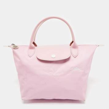 Pre Owned Longchamp Pink Canvas and Leather Small Le Pliage Tote