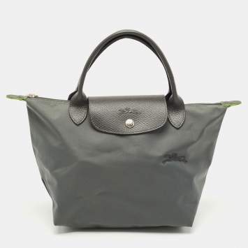 Longchamp Grey Nylon Small Short Le Pliage Tote
