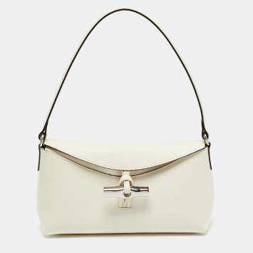 مملوكة مسبقًا Longchamp Le Roseau Small Off White Leather Hobo