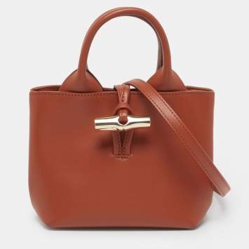 Pre Owned حقيبة يد لونج شامب لو روزو جلد وردي فاتح صغيرة جدا