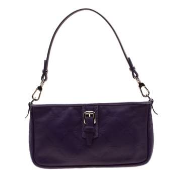 Pre Owned Longchamp Purple Leather Shoulder Bag