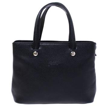 Pre Owned  Longchamp Black Leather Shop-it M Tote