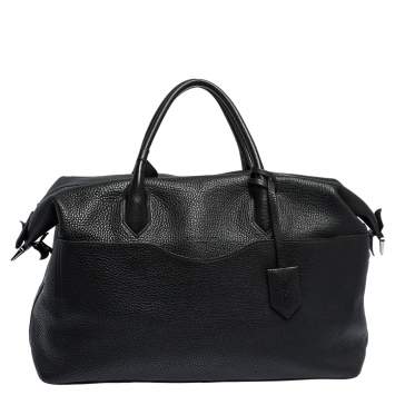 Pre Owned Longchamp Black Grained Leather Ulysse Duffel Bag